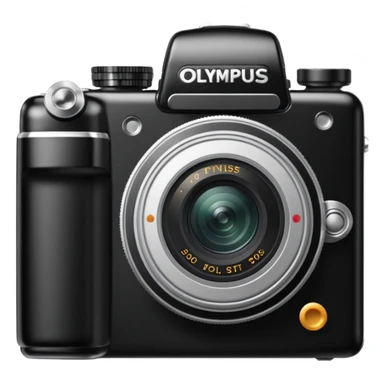 Transform this into a stylized 3D emoji-style icon of a retro [Olympus Stylus 300 Digital]  sticker