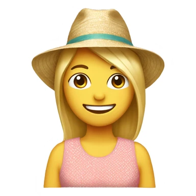 Healthy Caucasian emoji wearing a sunhat sticker
