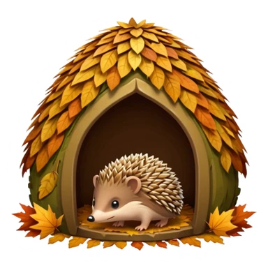 Hedgehog hut made of leaves sticker
