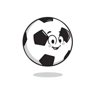 A hand-drawn football/soccer ball with an adorable face and expression sticker