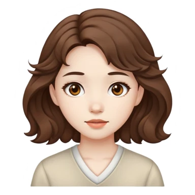 pale girl ,with medium brown wavy hair, brown asian eyes  ab sticker