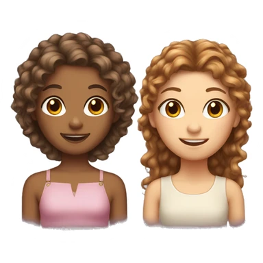 Two girls curly brown hair and straight fairy hair  sticker