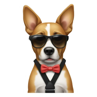 Dog with sunglasses and wearing suspenders  sticker