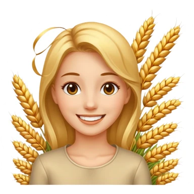 women happy satisfied with wheat flying arround sticker