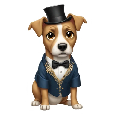 Dog wearing fancy clothes sticker