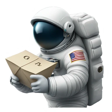 Astronaut holding letter G in space sticker
