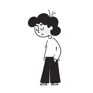 sad expression character, melancholic mood sticker