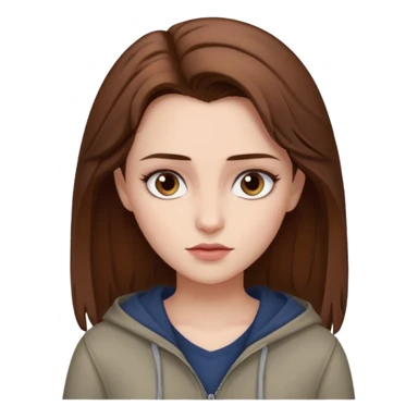 Bella from Twilight emoji, neutral expression, brown hair, casual clothes sticker