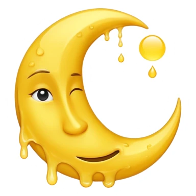 Melting waning crescent moon without any face and should in yellow colour sticker