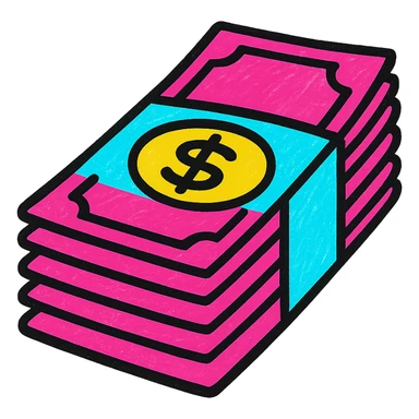 pink money, bold, vibrant, pop art, no text sticker