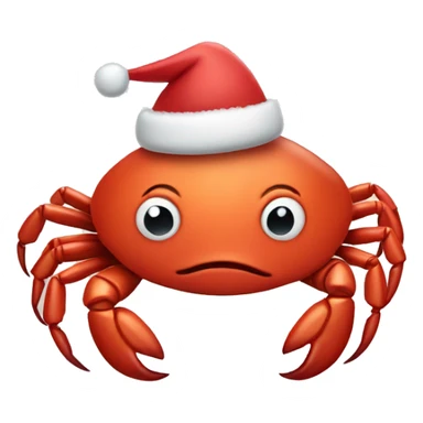 Crab wearing Christmas hat sticker