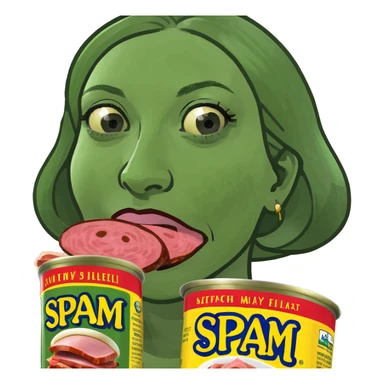 kawaii lady with spam meat   sticker