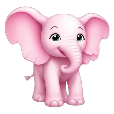 baby pink cartoon elephant with wings sticker