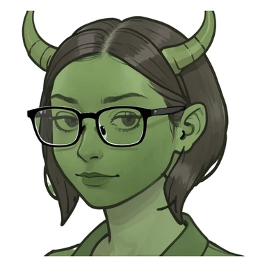 brunette with square glasses and horns sticker