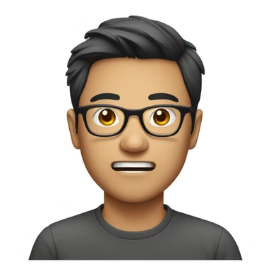 Mad Young Asian man with glasses sticker
