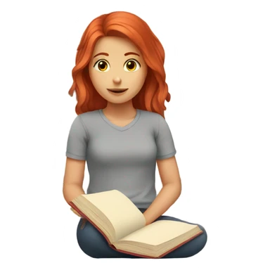 girl with red hair studying sticker