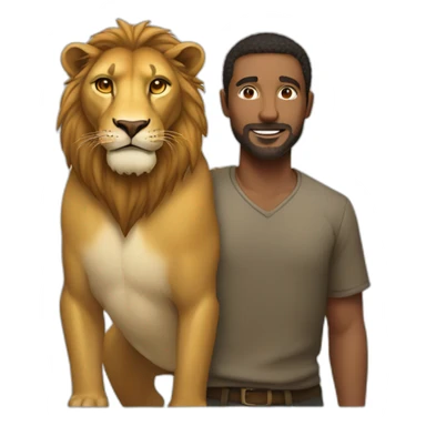 A man with lion sticker