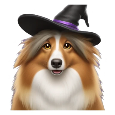 Shetland sheepdog witch hat sticker