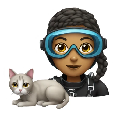 Scuba diving girl with a cat sticker
