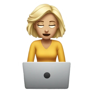 woman using laptop feeling really lethargic sticker