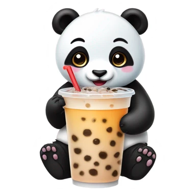 panda drinking boba sticker