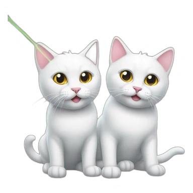 two white cats with laser beams sticker