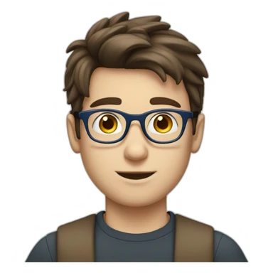 Brunette white boy with blue eyes with glasses sticker