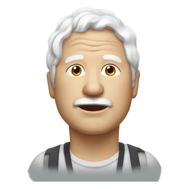 A sallow-skinned, overweight elderly male with white wavy hair. sticker