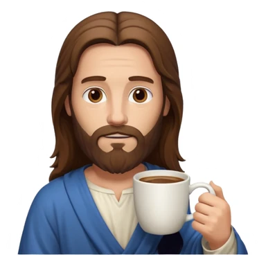 Jesus holding a coffee mug sticker