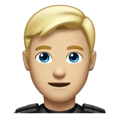 male blonde hair and blues eyed special force soldier with a black uniform sticker