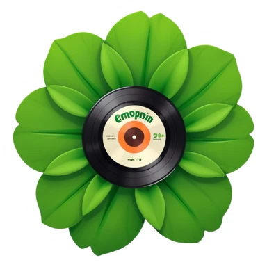 Vinyl record with a flower green point inside sticker