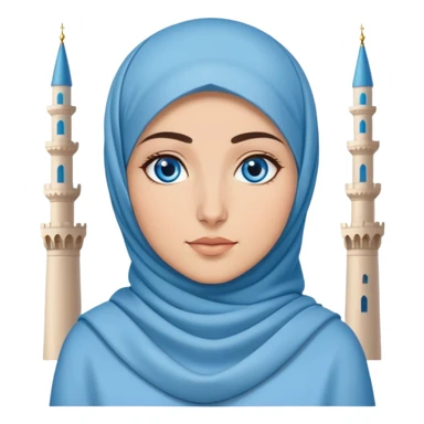 Turkish beautiful finish Konya girl blue eyes with hijab dress and ramadan background  sticker