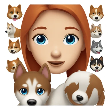 straight red haired girl holding a blue colored eyes husky sticker