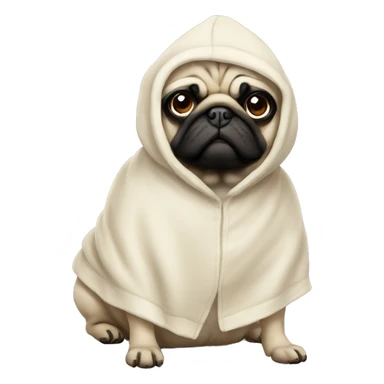 Pug wearing a hodie sticker