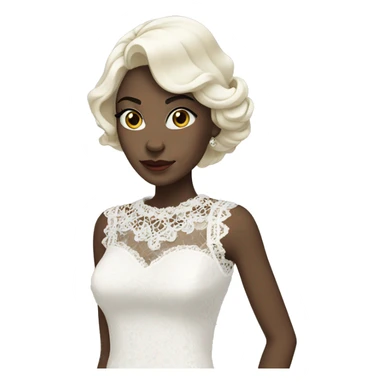 Black chic silk dress white lace outline  sticker