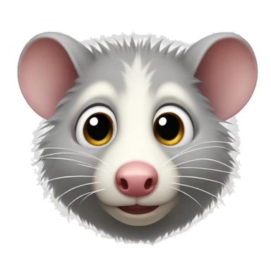 A detailed emoji of an opossum's face, showing sadness with a tear dropping from its left eye. sticker