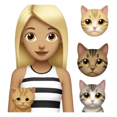 Blonde girl with two black and brown striped cats sticker