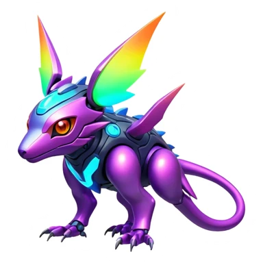  exotic futuristic lush warm-colored modern colorful neon-colored cyber-Fakémon-Digimon-Trico-creature sticker