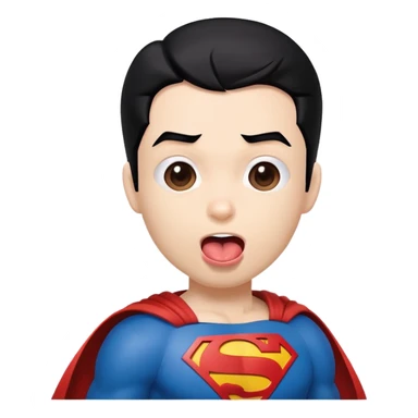 tongue out emoji with blackhair superman costume sticker