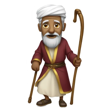 Old sultan walking with help of walking stick  sticker