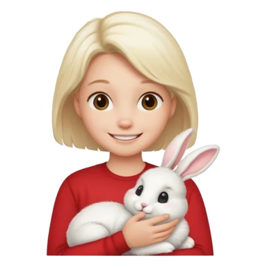 white bunny, pet lover, red shirt. sticker