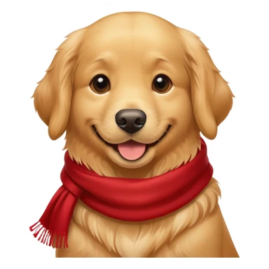 A golden retriever with a red scarf around his neck, who smiles sticker