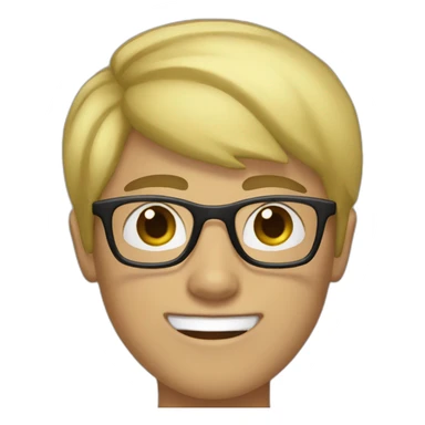 a 17 years old boy with short blonde hair and rectangle glasses  sticker