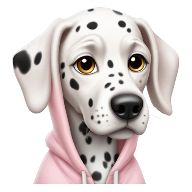 Dalmatian wearing a light pink hoodie sticker