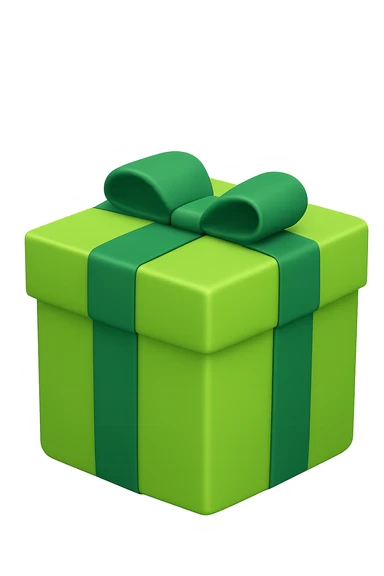 Remove the bows from the box, keep it smoothly and homogeneously wrapped in light green tape, apple style emoji. Variation 4 with a slightly different box shape. sticker