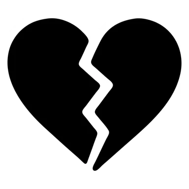 heart split in two, simple and bold sticker