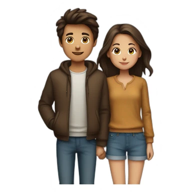 Une fille brune et un garçon brun qui font un coeur avec leur main sticker