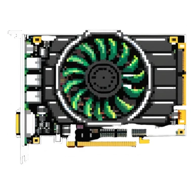 video graphics card with heatsink and display ports sticker