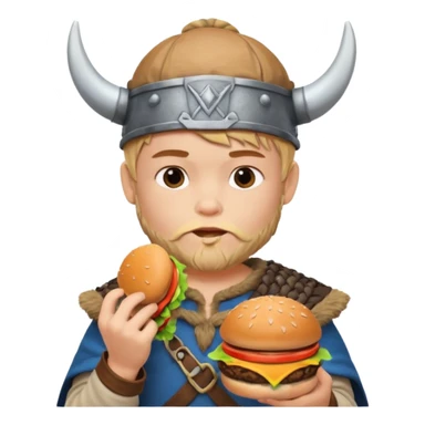 young boy viking eating burger sticker