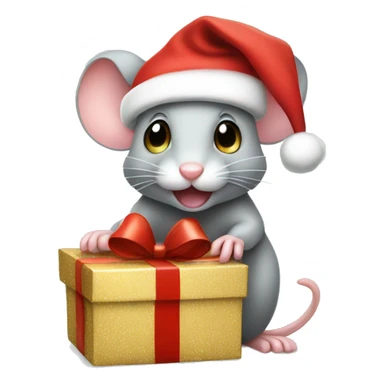 Cute mouse with santa hat and Christmas Gifts  sticker